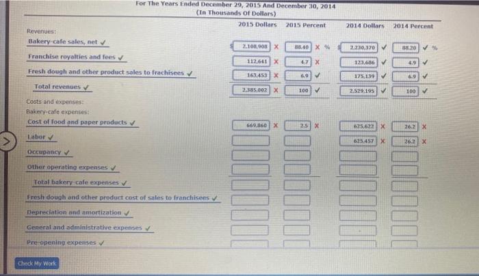 to revenue as the base 100) Round percentages to one decimal place