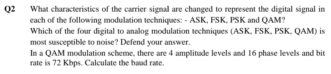  Subject - Computer Networks Please answer and explain Q2 What characteristics