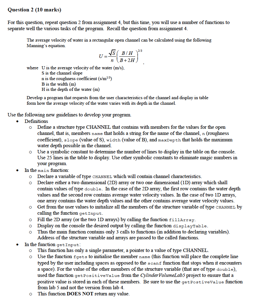 Please answer the following question based on the C programming language Question