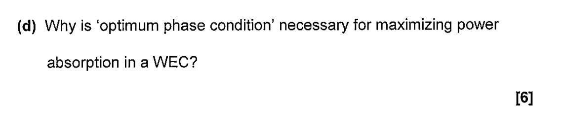  (d) Why is 'optimum phase condition' necessary for maximizing power absorption