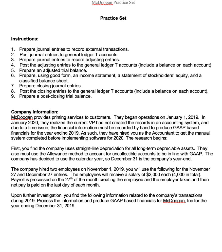 post to the ledger (T accounts) on pages 5 and 6). Once