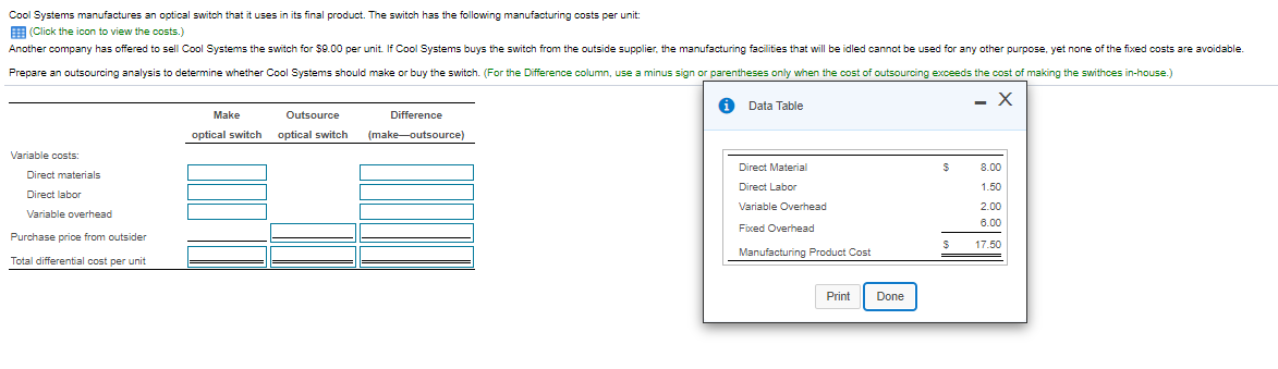 undefined Cool Systems manufactures an optical switch that it uses in its