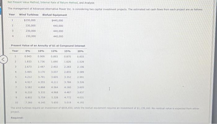  Net Present Value Method, Internal Rate of Retum Method, and Analysis