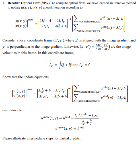 Computer Vision (URGENT): Using matrix multiplication and Iy' = 0, please answer