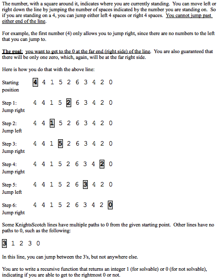 each command referring to one of the recursive problems to be executed.