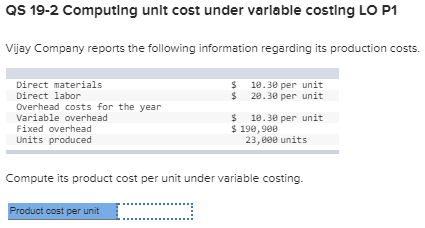 as 19-2 Compurting unit cost under verlable cesting Lo PI Vijay