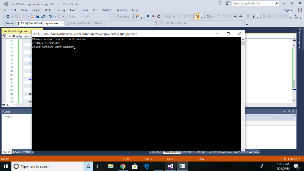 I need help debugging my program. It is a program using Luhn's