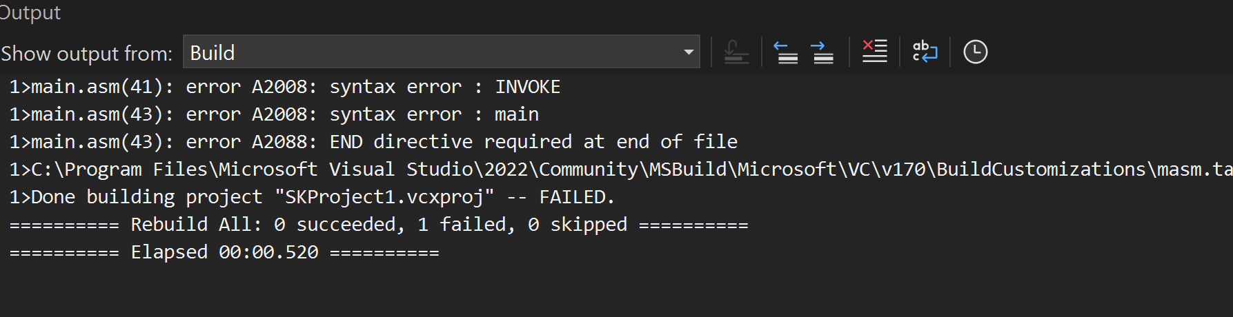 to run the assembly code. The question code and the error messages
