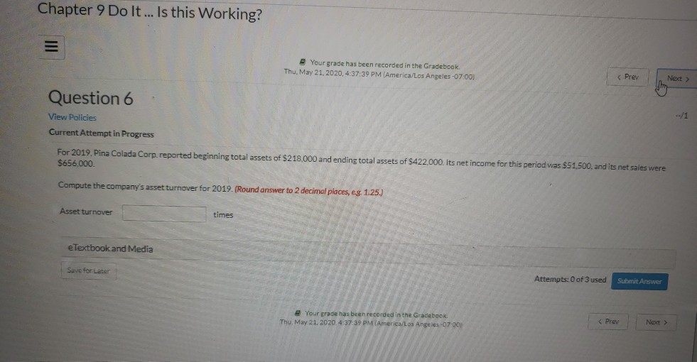  Chapter 9 Do It ... Is this Working? Your grade has