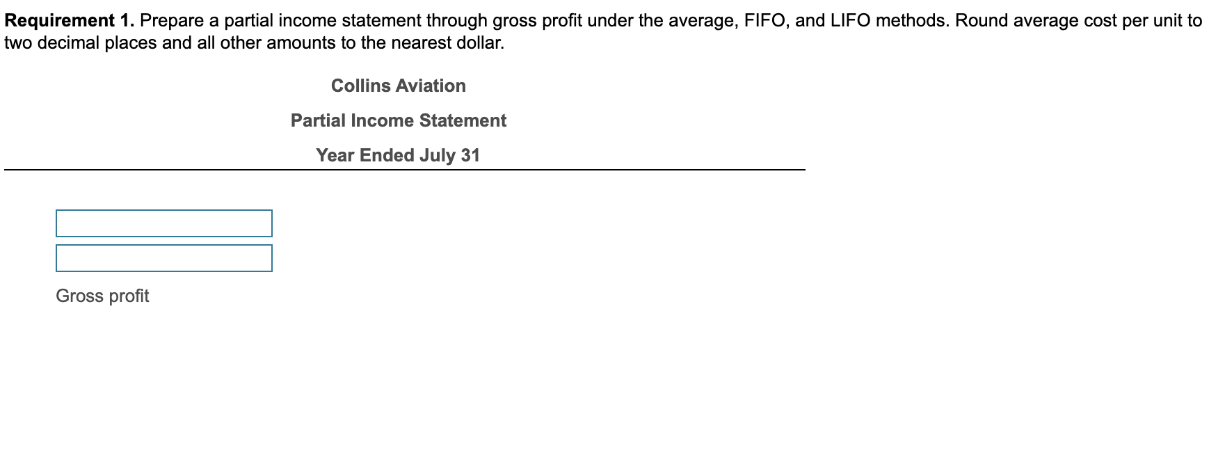  Inventory Aug 1 Balance 700 units @ $5.00 $3,500 Nov 5