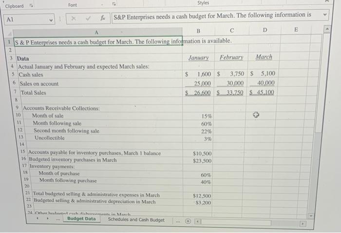 the year. The Controller has asked you to prepare the Cash Budget