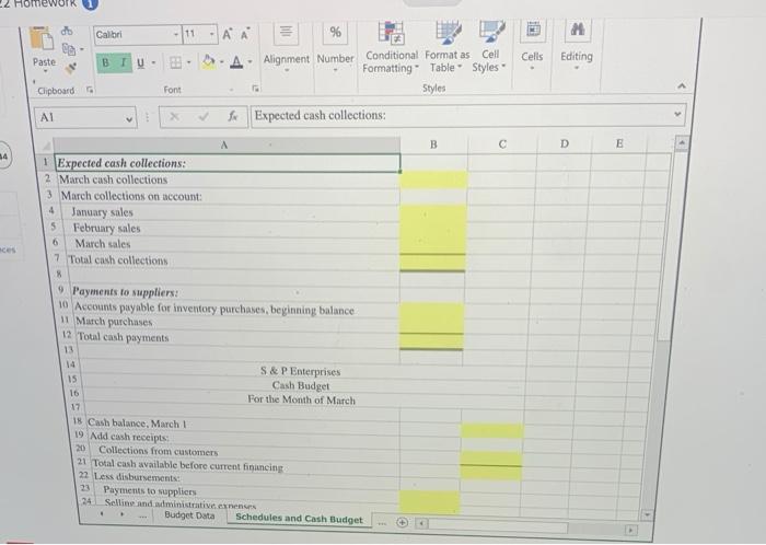 Use the information included in the Excel Simulation and the Excel functions