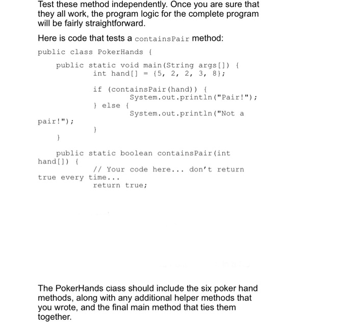 that they represent Poker hands are categorized according to the following labels: