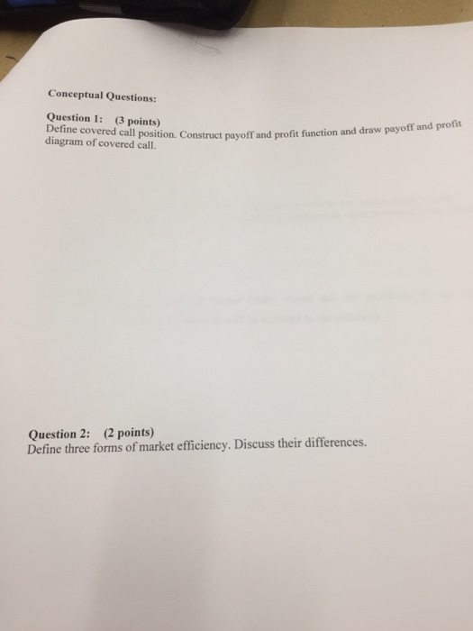  Define covered call position. Construct payoff and profit function and draw