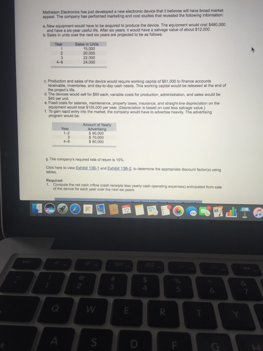  Mathewson electronics has just developed a new electronic device... Matheson Electronics