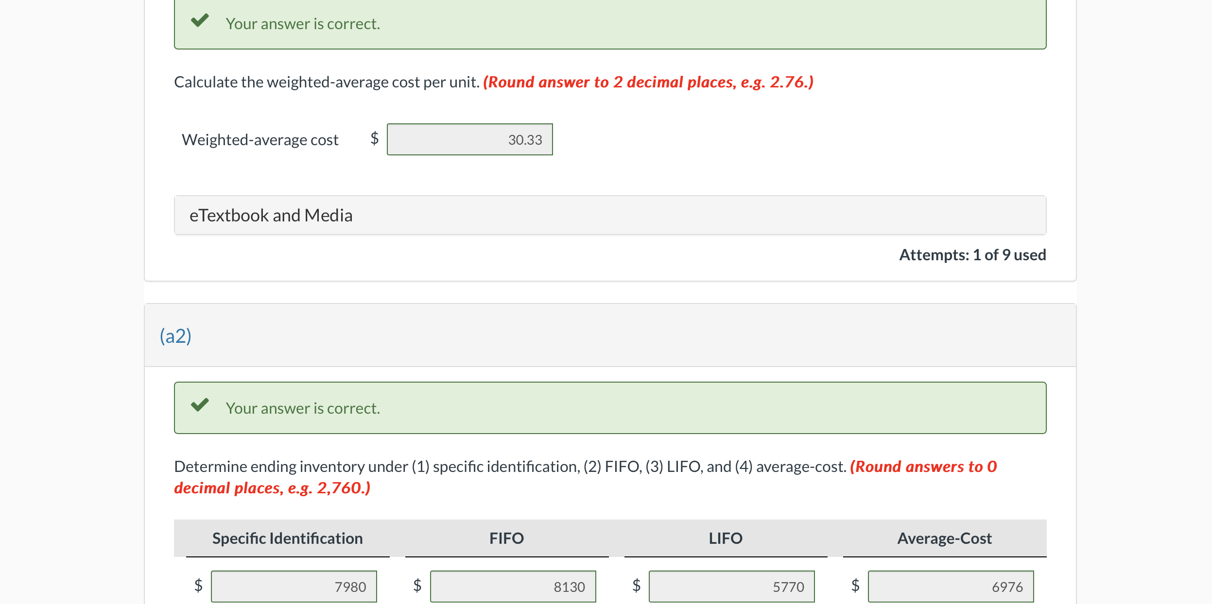 answer to 2 decimal places, e.g. 2.76.) Weighted-average cost $ eTextbook and