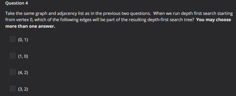  Question 4 Take the same graph and adjacency list as in