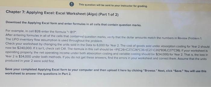  This question will be sent to your instructor for grading. Chapter