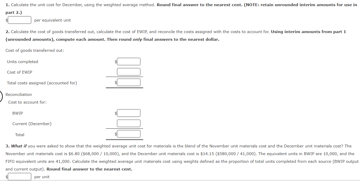 equivalent units schedule and cost information for its Sewing Department for the