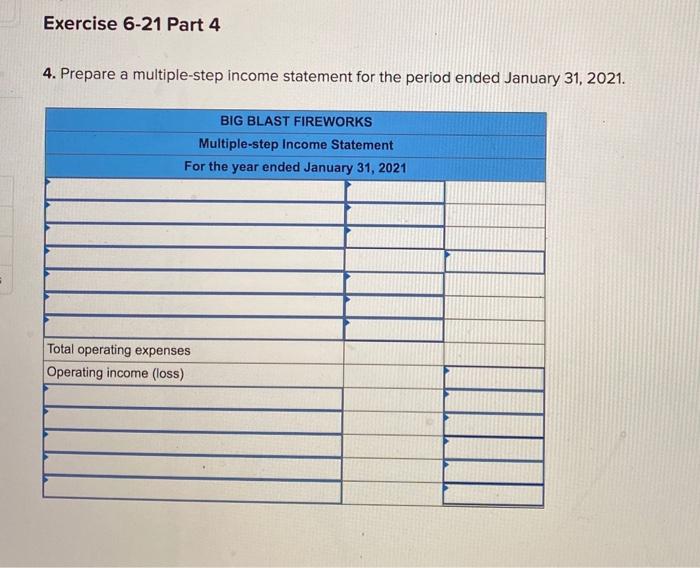 displayed below) On January 1, 2021, the general ledger of Big Blast