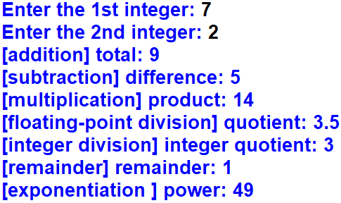 Write a Python program that first prompts the user to enter two