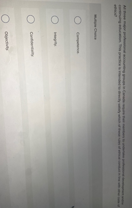  All three major professional accounting groups in Canada require their members