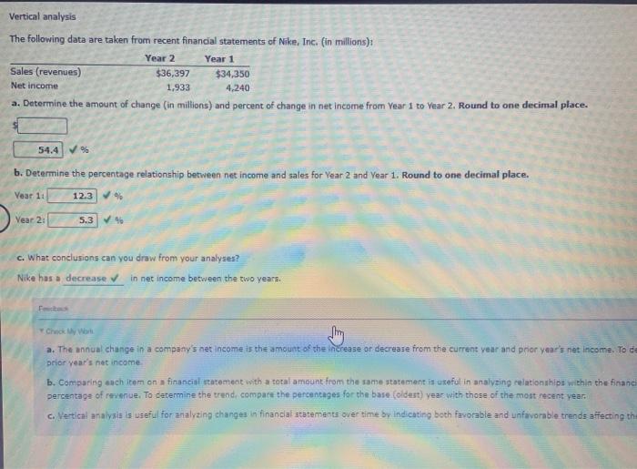 vertical analysis Vertical analysis The following data are taken from recent financial