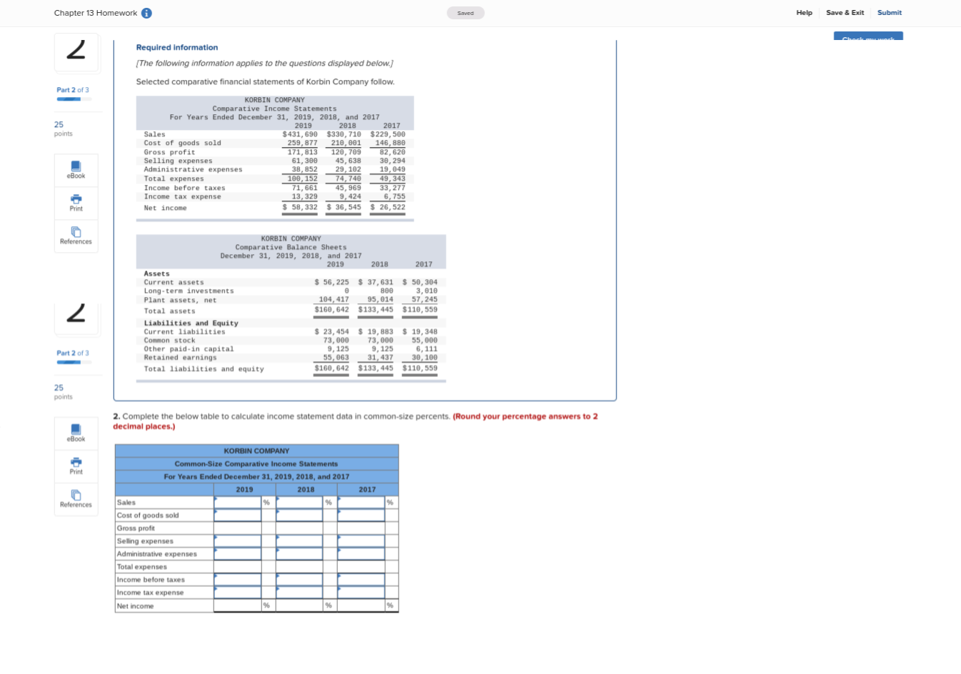  Chapter 13 Homework A Saved Help Save & Exit Submit 2