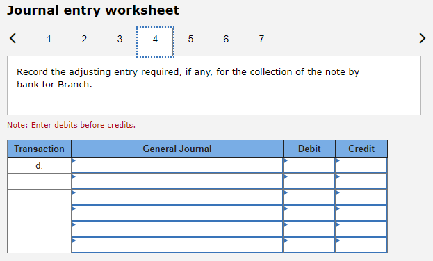 worksheet Record the adjusting entry required, if any, related to the NSF
