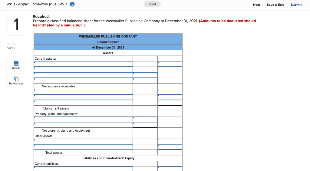& Exit Submit The following is the ending balances of accounts at