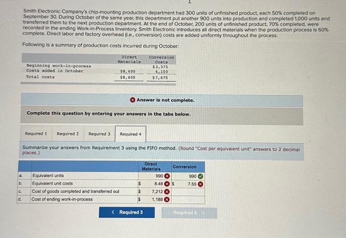 intermediate calculations to two decimal places.) d. Cost of Work-in-Process Inventory at