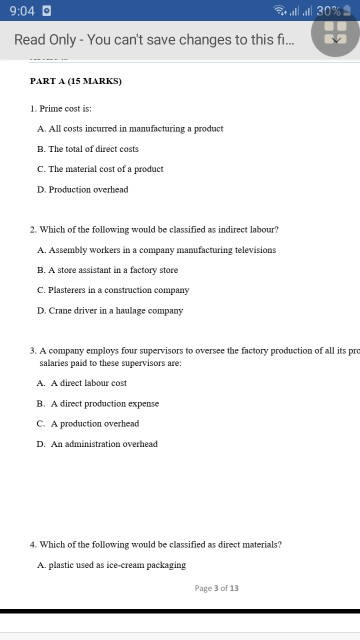  9:04 O till 30% Read Only - You can't save changes