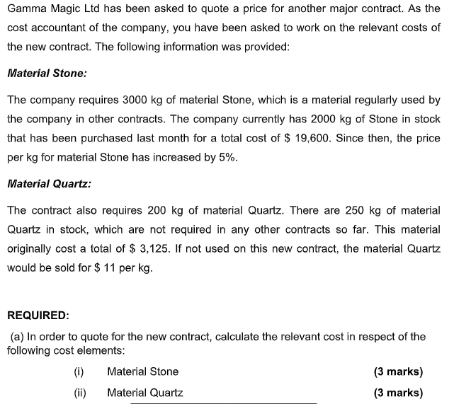 Please do asap and clearly show all workings Gamma Magic Ltd has