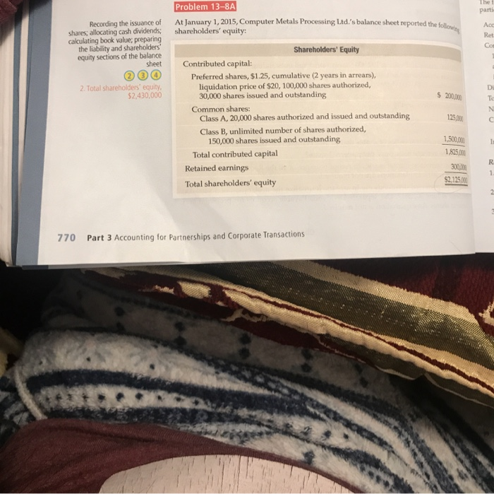  The ! parti Problem 13-8A At January 1, 2015, Computer Metals