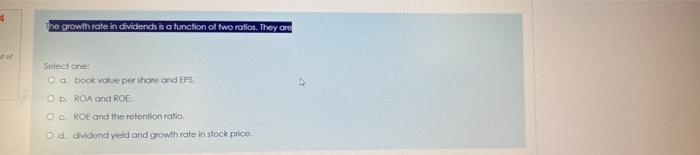  Select orie: a took value per ifore ond E b. ROA