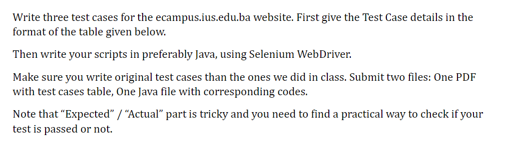  Write 3 java test cases using Selenium WebDriver for given website.