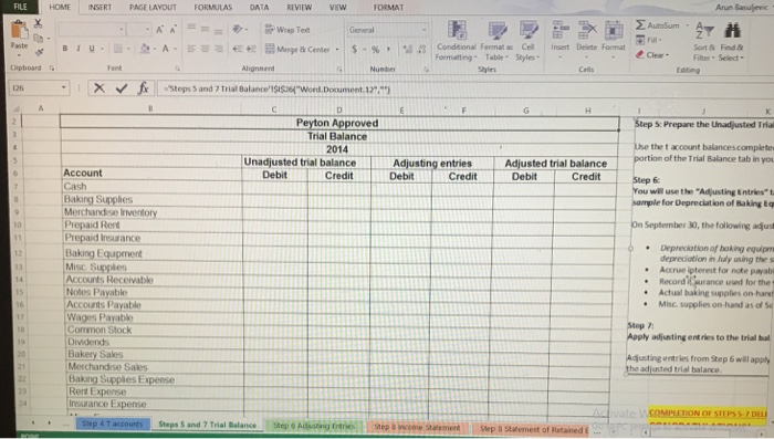  FILE HOME INSERT PAGE LAYOUT FORMULAS DATA REVIEW VEW FORMAT Arun