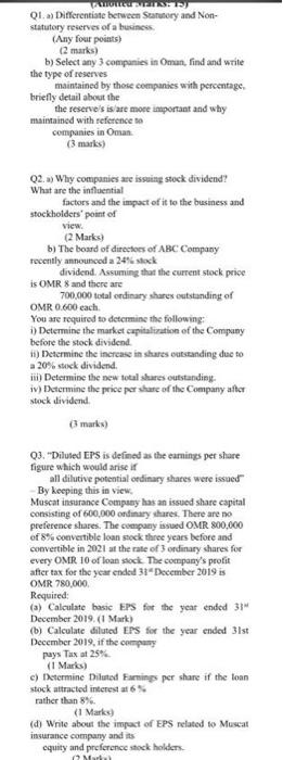 and Non- statutory reserves of a business (Any four points) (2 marks)