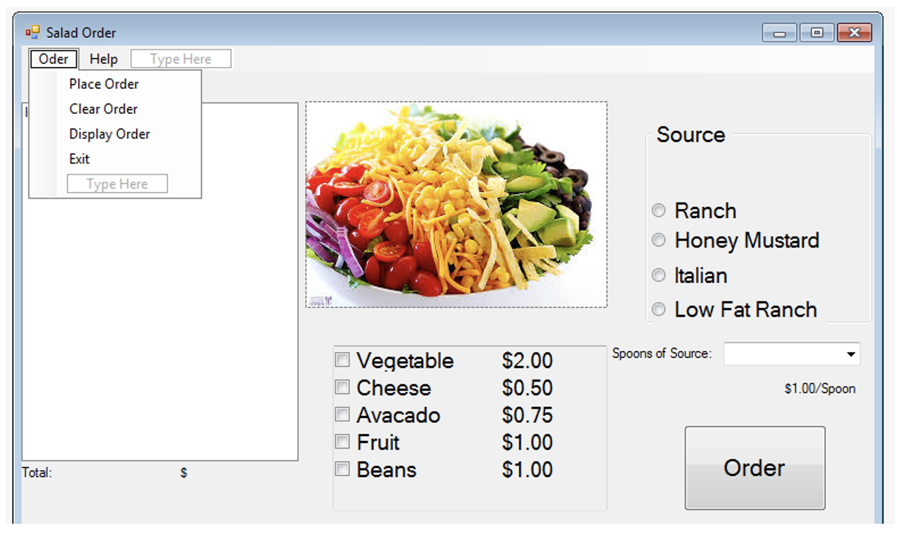 to run a salad restaurant. The main goal is to practice event-handler.