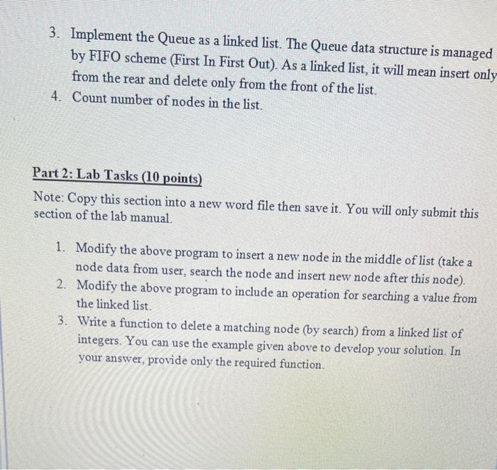 of a linked list. You can use the example given above to