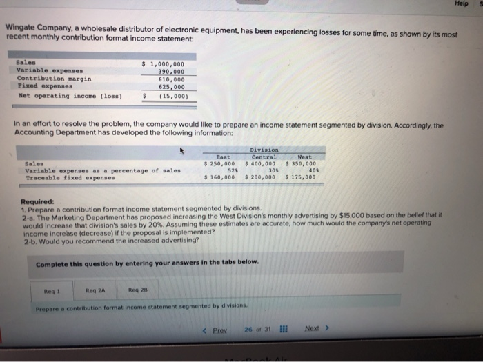please type the answer Help Wingate Company, a wholesale distributor of electronic