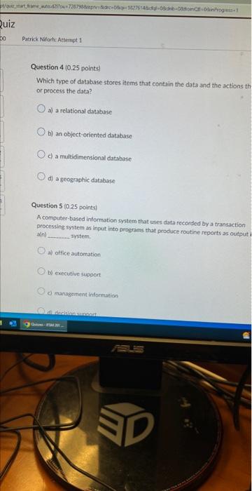 Which type of database stores items that contain the data and