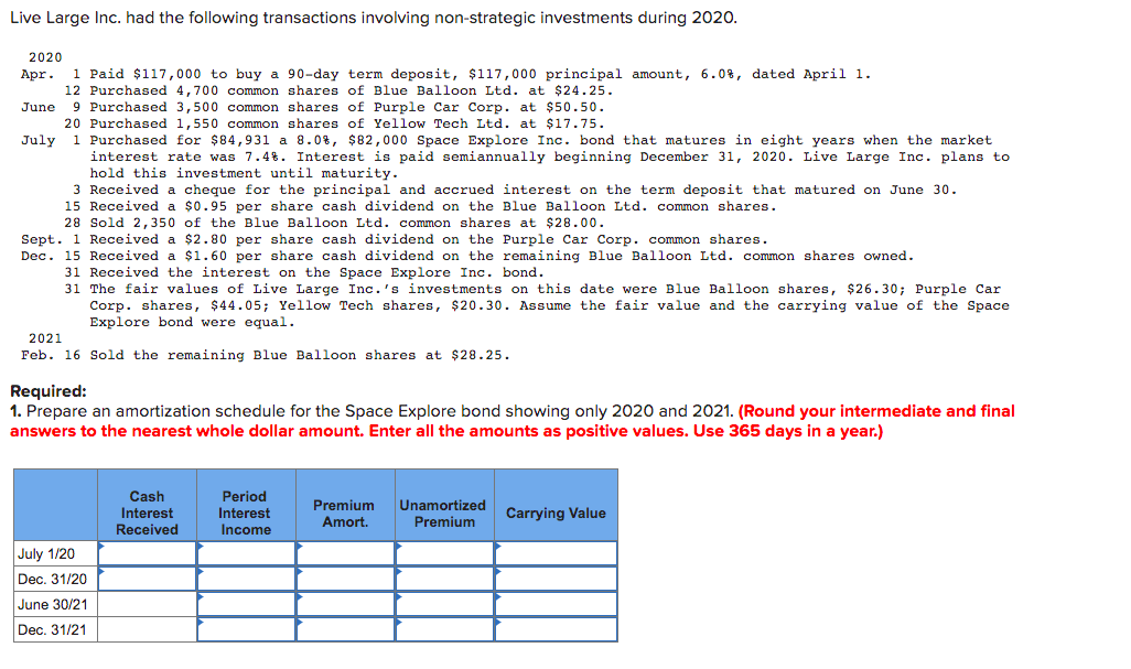 Please show calculations/formulas for each column. Need steps to make the