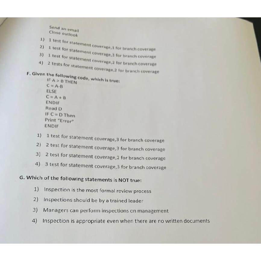  Send an email Close outlook 1 test for statement coverage, 1