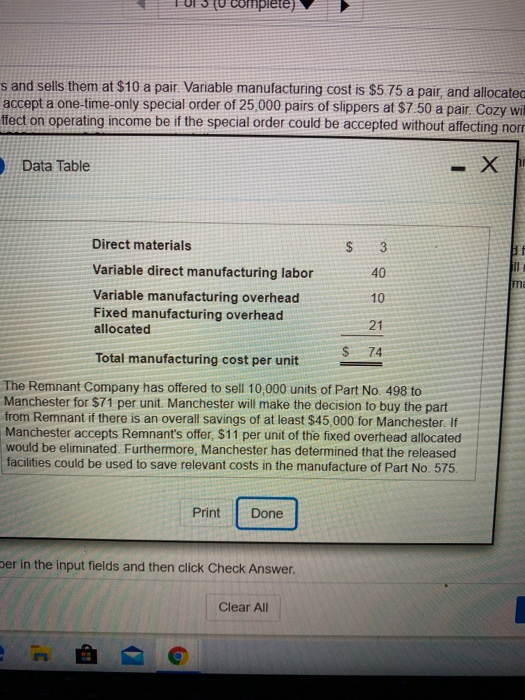  complete) s and sells them at $10 a pair. Variable manufacturing