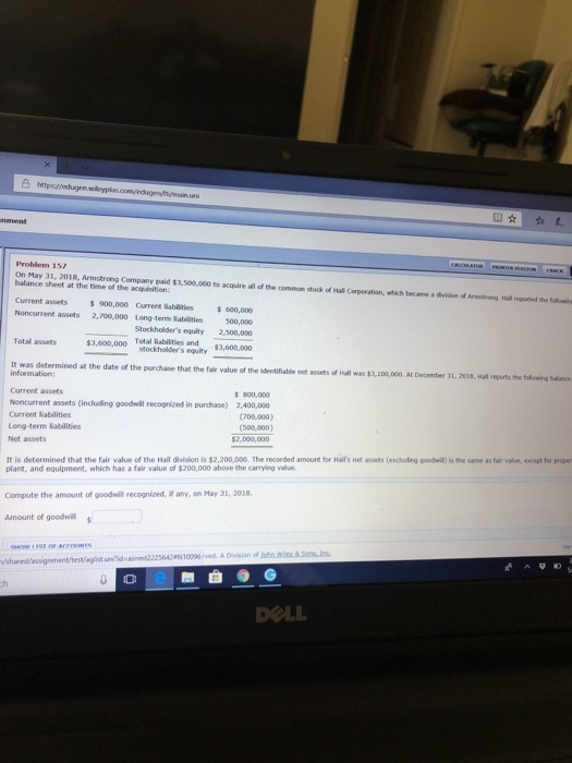  https/fedugen nment Problem 157 on May 3, 2018, Armstrong Company paid