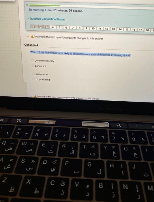  Remaining Time: 51 minutes, 01 second. Question Completion Status: 11 12