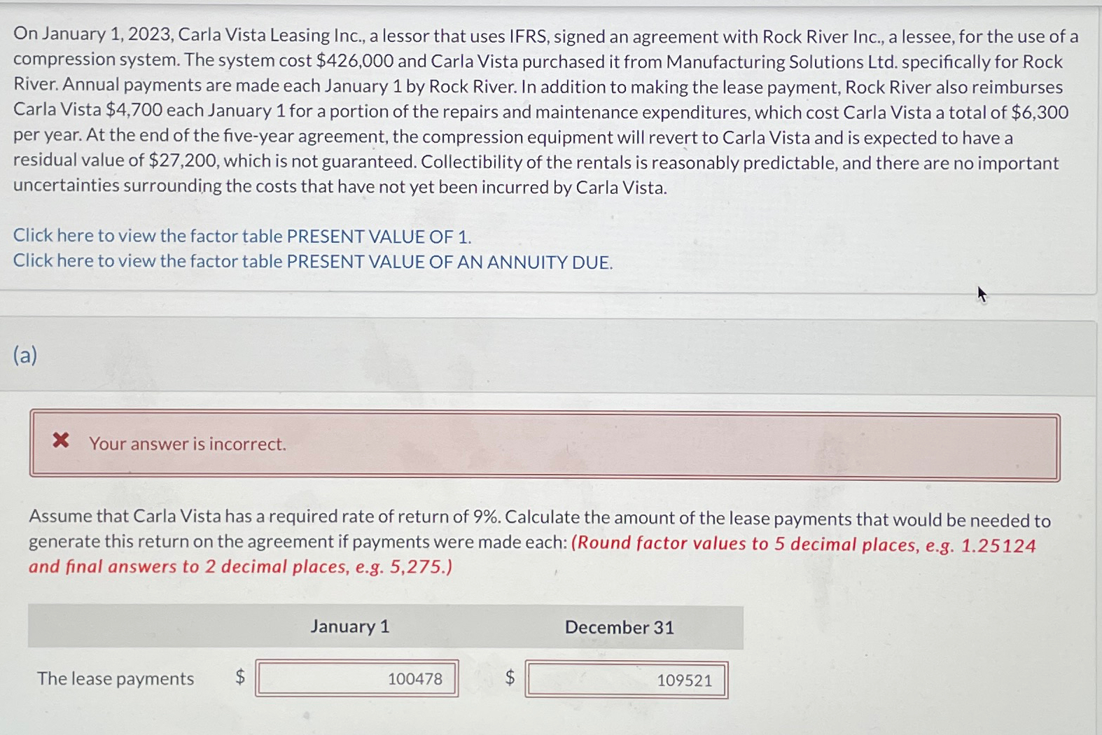  On January 1,2023, Carla Vista Leasing Inc., a lessor that uses