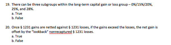 19. There can be three subgroups within the long-term capital gain