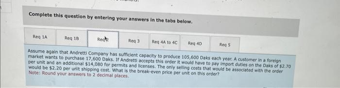a selling price of $60 per unit. The company's unit costs at